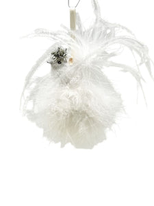 Bird Feather Pouf Ornament - White