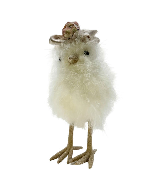 Chick with Pink Flower - Large, White