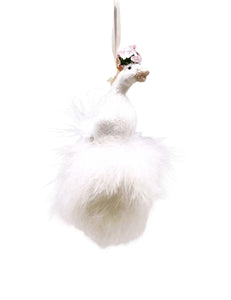 Goose on Pouf Ornament - White