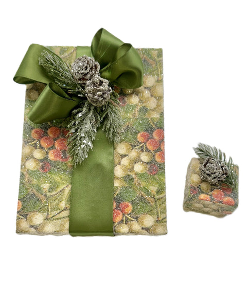 Berries with Pine Needles Box - Rectangle, Earthy Tones