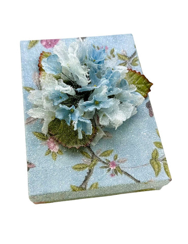Decoupage Box, Rectangle 5" x 7" - Blue Floral