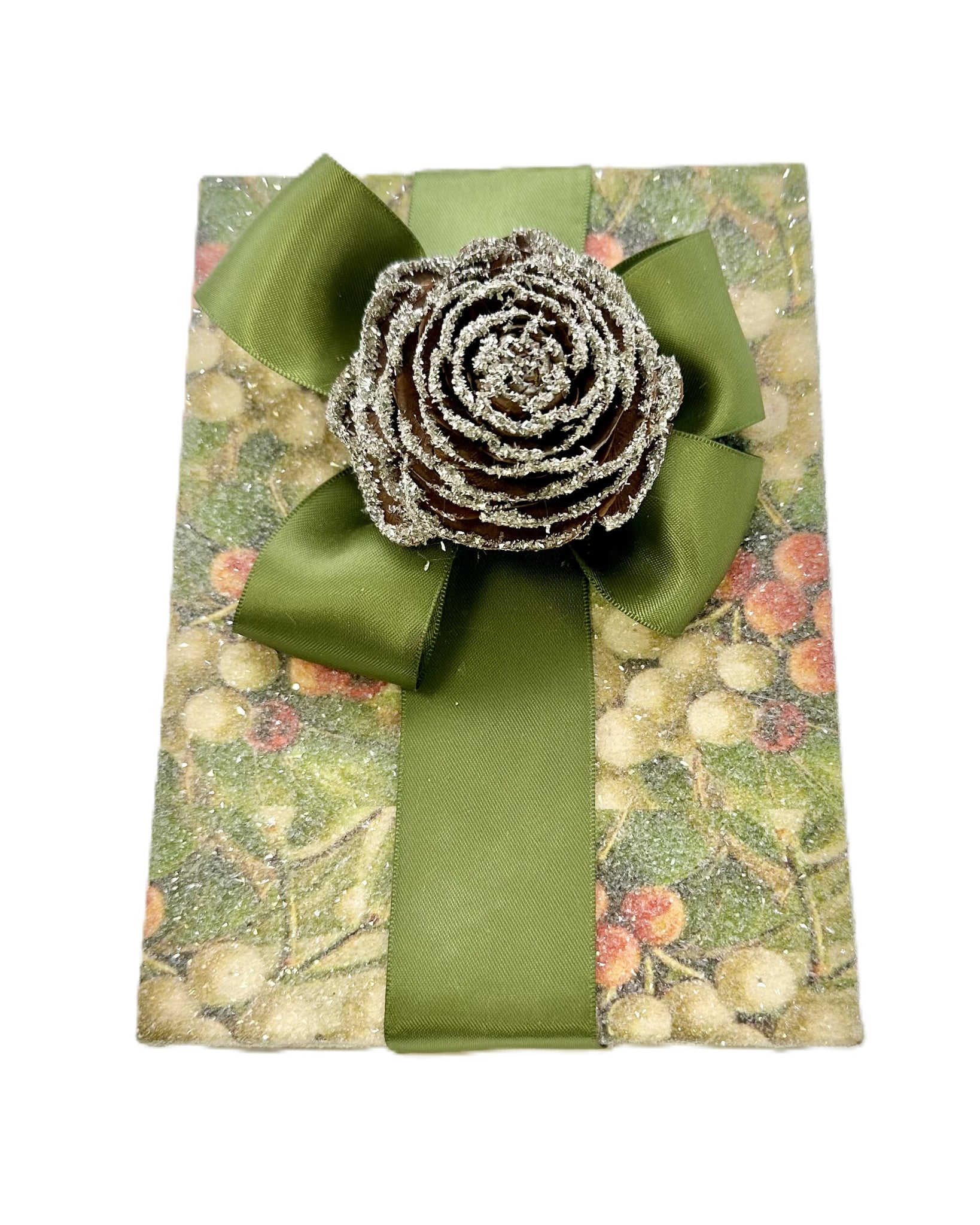 Berries with Cedar Rosette Box - Decoupage, Rectangle, Earth Tones