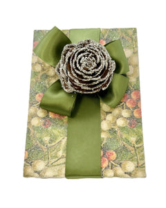 Decoupaged Berries with Pinecone Rosette Box - Rectangle, Earthy Tones