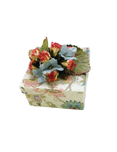 Decoupage Box, Square 3.5" x 3.5" - Jacobean Floral