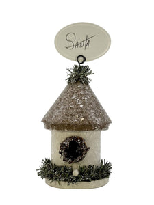 Birdhouse with Pine Needles Card Holder - Dove