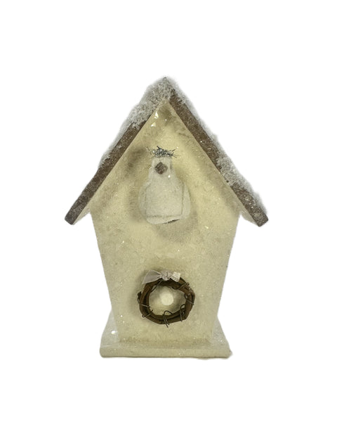 Bird House with Bird - Cream & Mocha