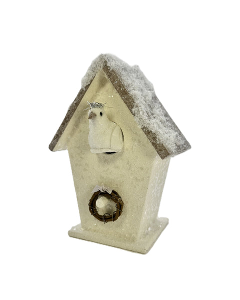 Bird House with Bird - Cream & Mocha