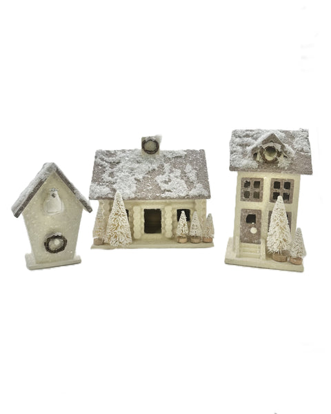 Bird House with Bird - Cream & Mocha