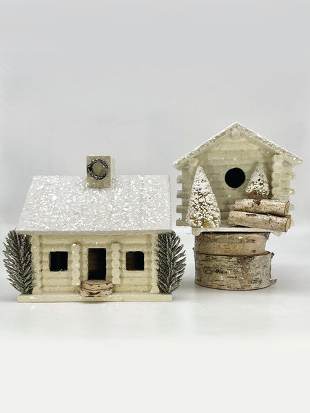 Log Cabin with Pine, Large - Dove