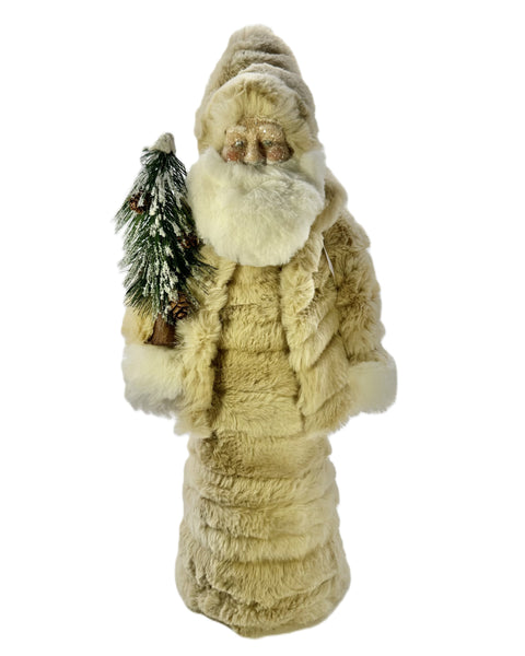 Mr. Santa with Tree - Large, Walnut Fur