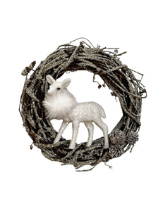 Twig with  Deer Wreath 10" - Dove