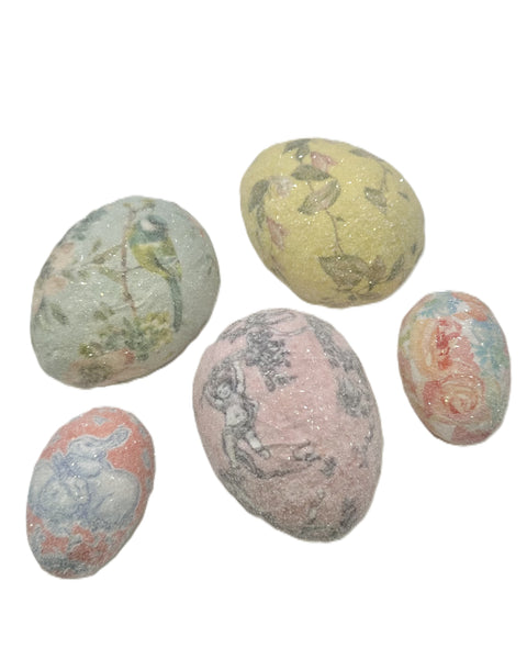 Rabbit Decoupage Egg - Medium, Rose