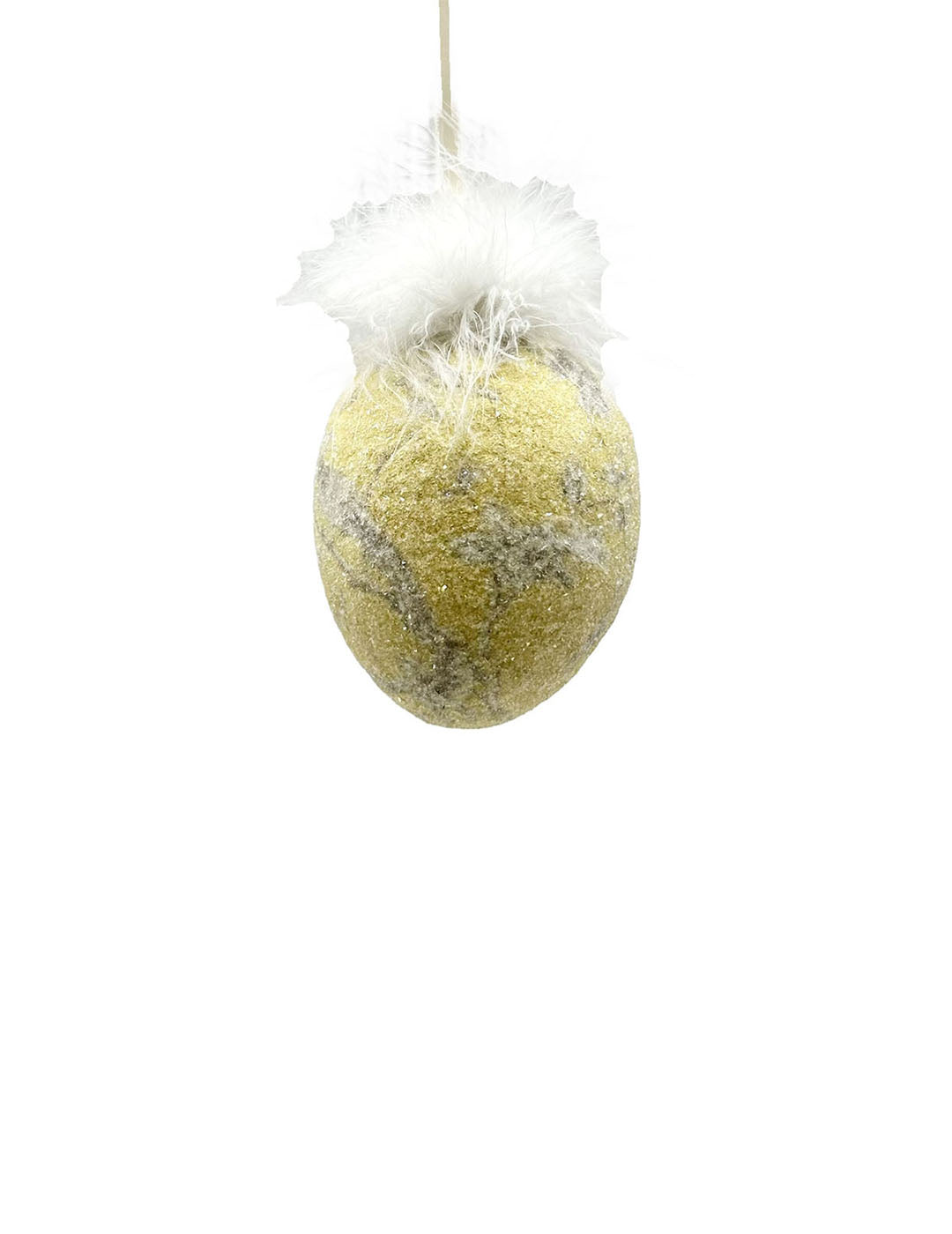 Decoupage Egg Ornament - Small, Yellow Chinoiserie