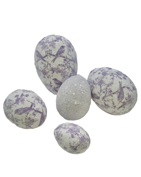 Bird Chinoserie Decoupage Egg - Large, Purple