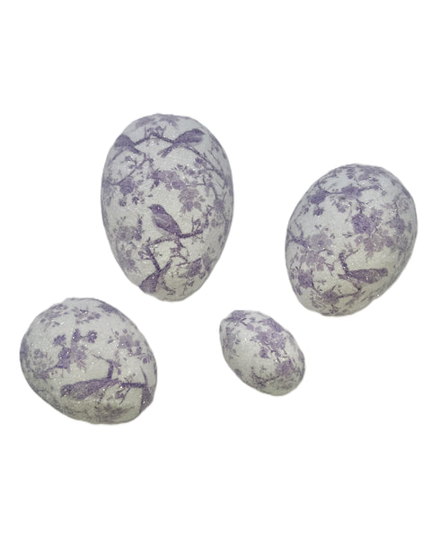 Bird Chinoserie Decoupaged Egg - X-Large, Purple