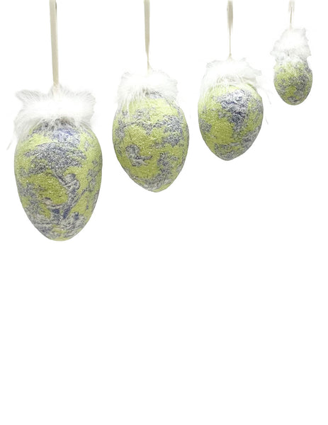 Decoupage Egg Ornament - Medium, Blue Blossom