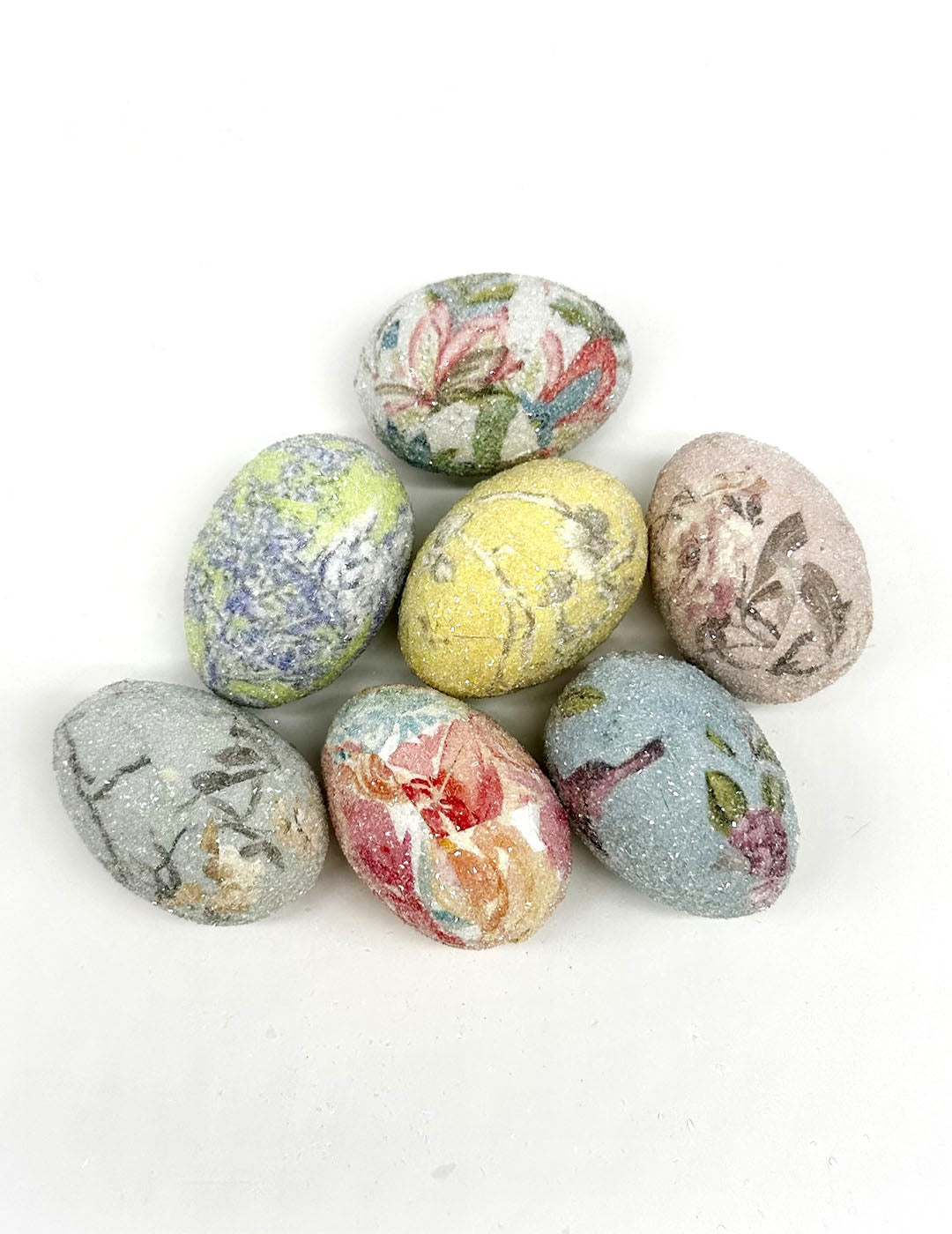 Decoupage Eggs - Large, Yellow Floral