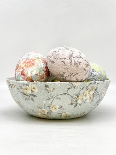 Decoupage Eggs - Large, Blue Blossom