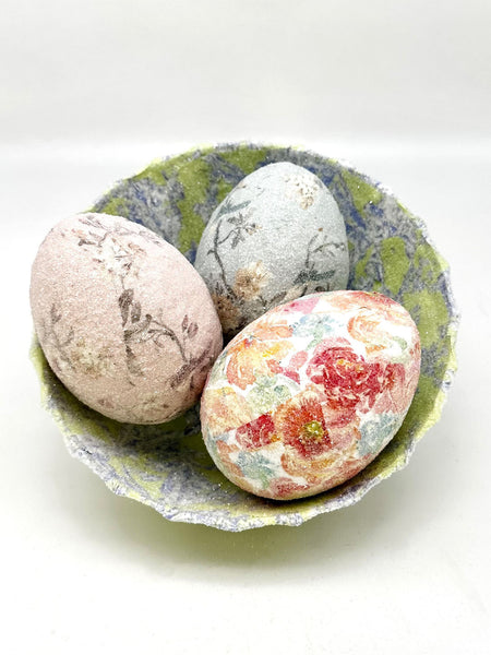 Decoupage Eggs - Extra Large, Blue Floral