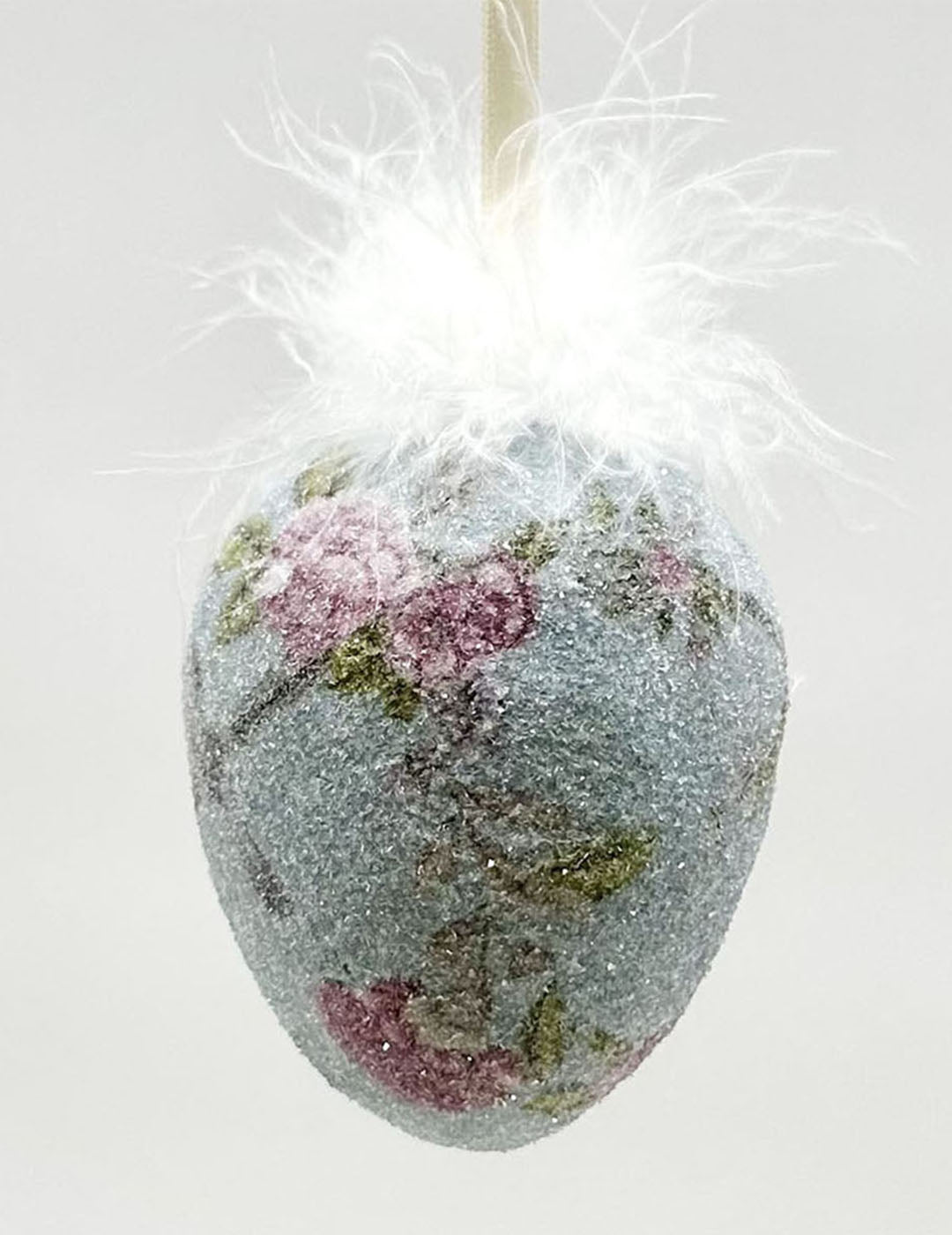 Decoupage Egg Ornament - Extra Large, Blue Floral