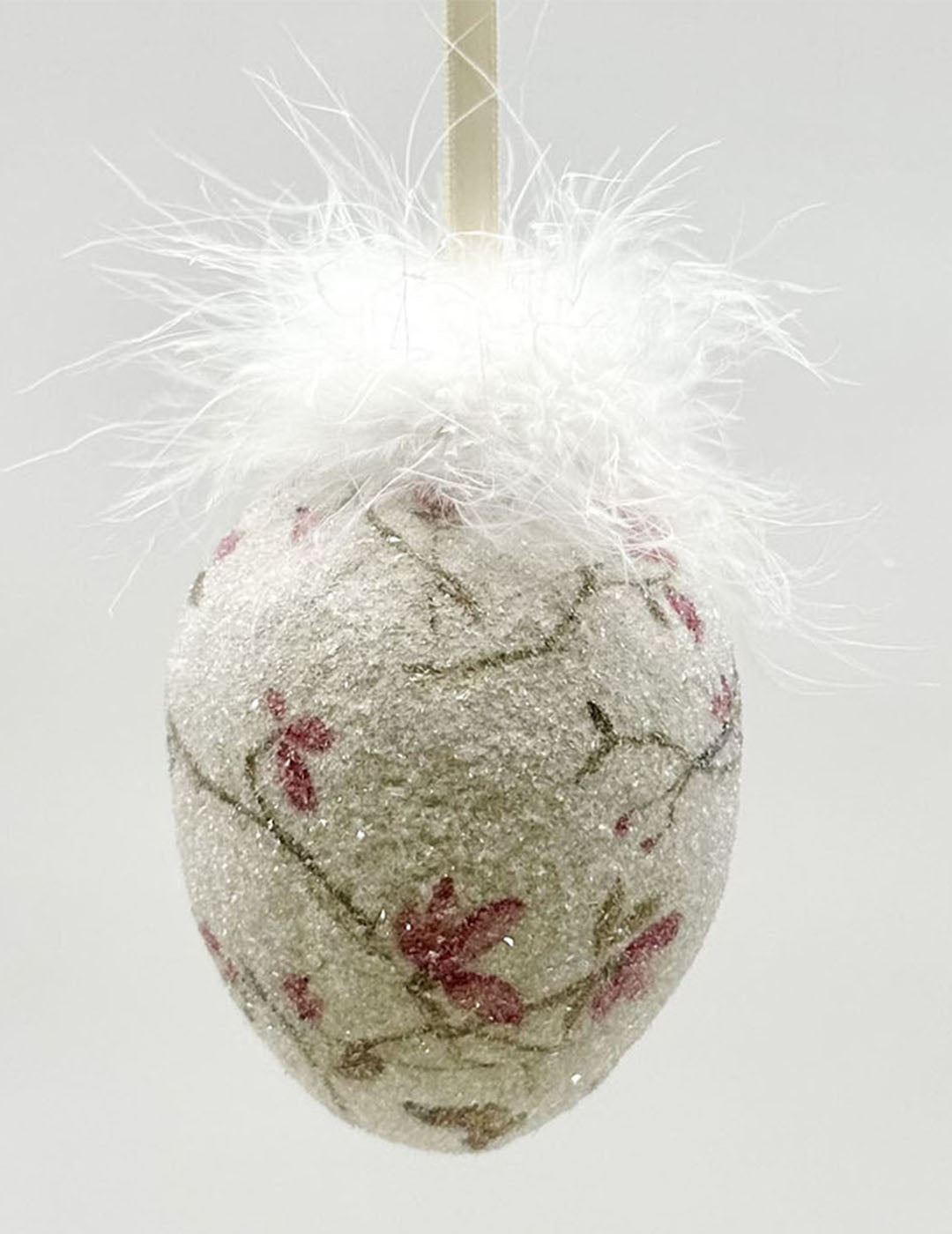 Decoupage Egg Ornament - Extra Large, Cream Blossom