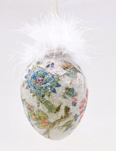 Decoupage Egg Ornament - Extra Large, Jacobean Floral