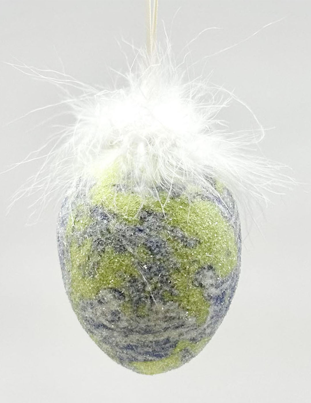Decoupage Egg Ornament - Extra Large, Lime Toile