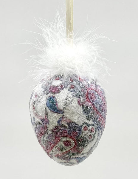 Decoupage Egg Ornament - Extra Large, Multi-Colored Paisley