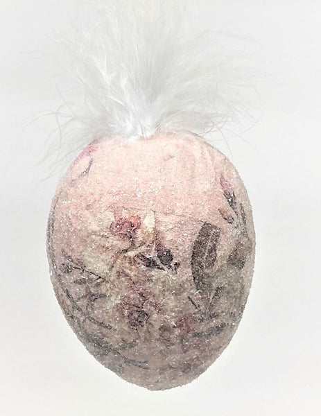 Decoupage Egg Ornament - Extra Large, Pink Blossom