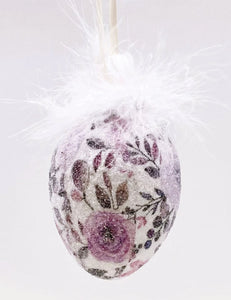 Decoupage Egg Ornament - Extra Large, Purple Floral