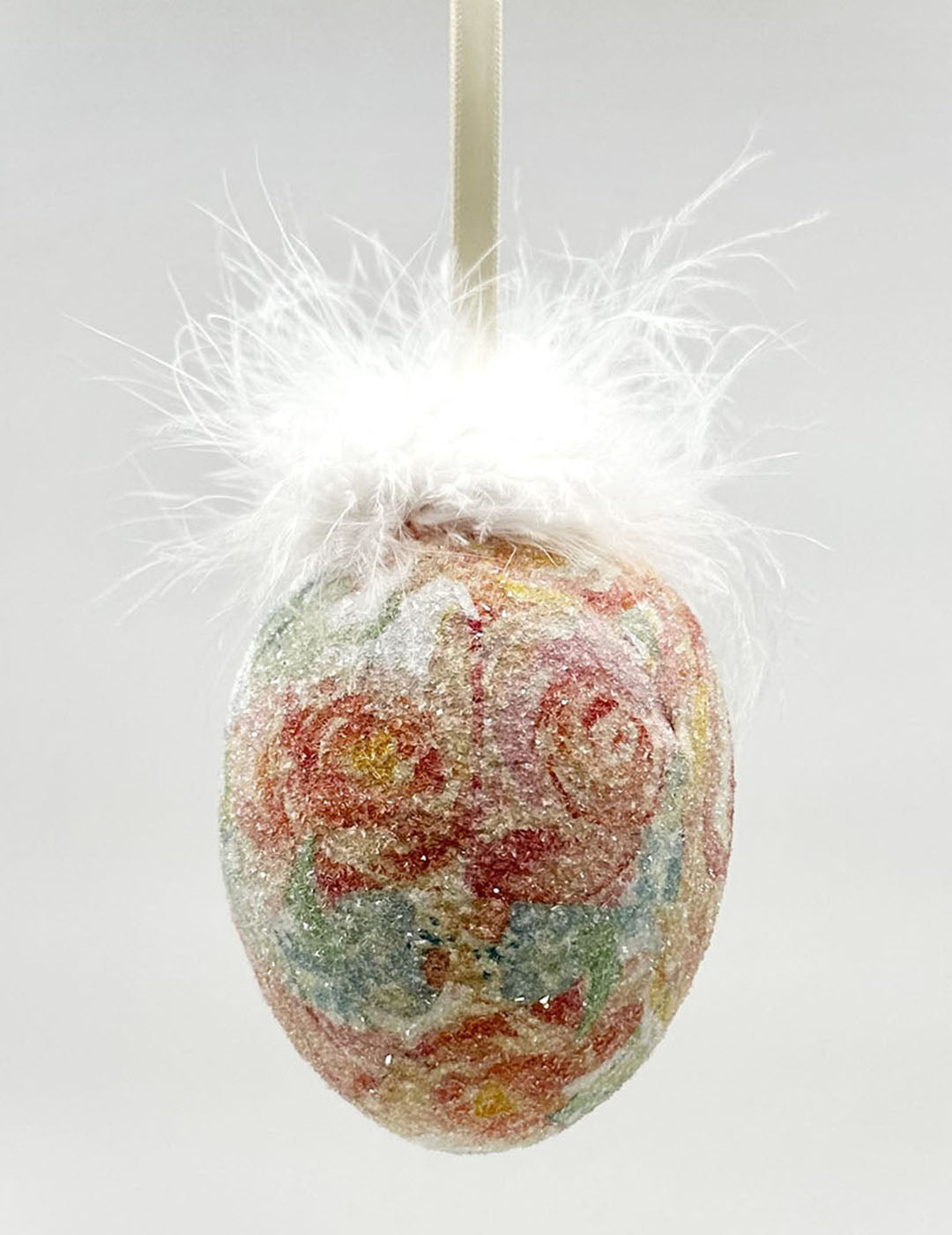 Decoupage Egg Ornament - Extra Large, Watercolor Floral