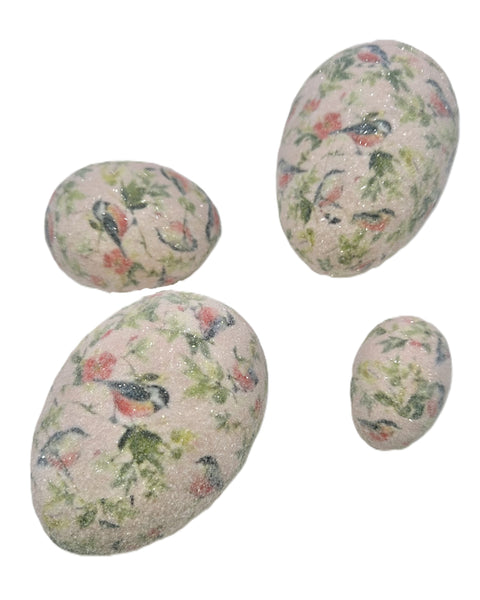 Sparrow Decoupage Egg - Medium, Pink