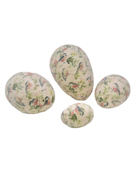 Sparrow Decoupage Egg - Medium, Pink