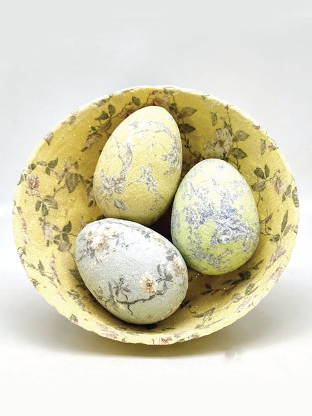 Decoupage Eggs - Extra Large, Yellow Floral