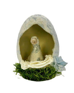 Decoupage Peek-A-Boo Egg with Goose - Blue Rose