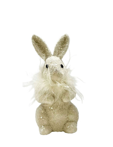Christopher Rabbit with Ostrich Feathers - Cream