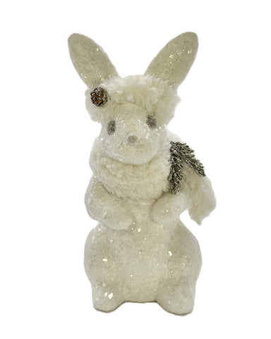 Chris Rabbit with Fur Scarf - White, Creme Sherpa