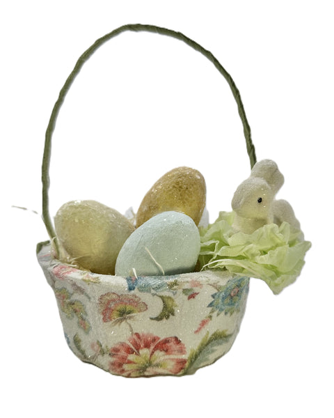 Jacobean Basket with Chick- Large, Multi-color