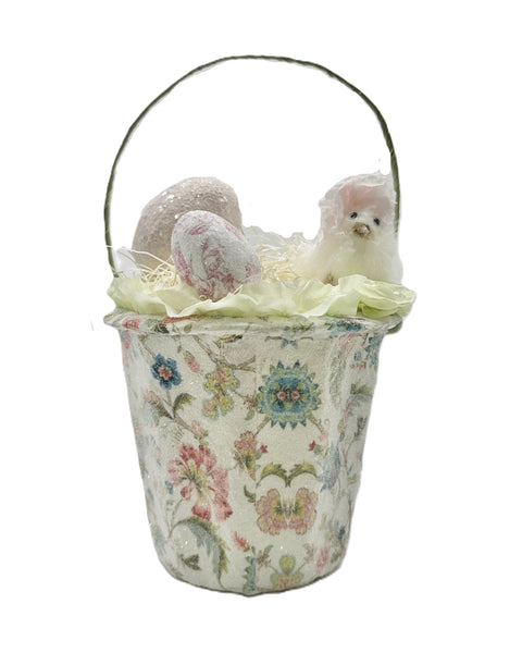 Jacobean Basket with Chick- Large, Multi-color