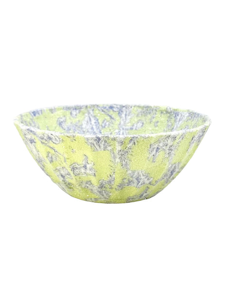 Fluted Decoupage Bowl - Lime Toile