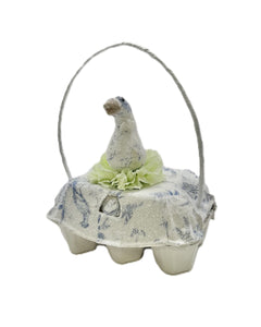 Decoupage Egg Crate with Goose - Blue Chinoiserie