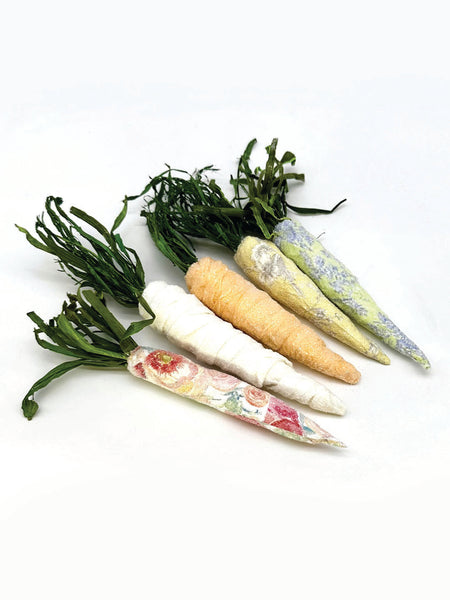 Decoupage Carrot - Large, Blue Floral
