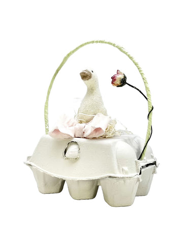 Handled Egg Crate with Goose - Natural