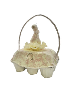 Decoupage Egg Crate with Goose - Pink Rococo