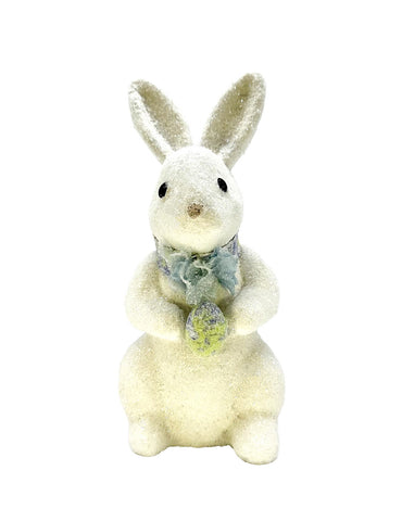 Christopher Rabbit with Decoupage Egg - White
