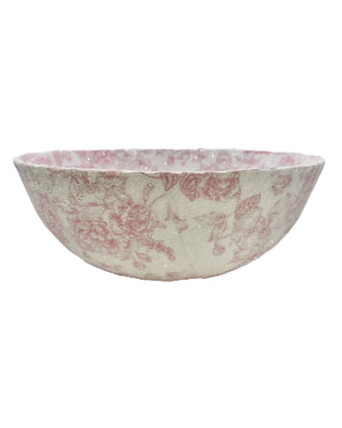 Round Decoupage Bowl - Pink Toile