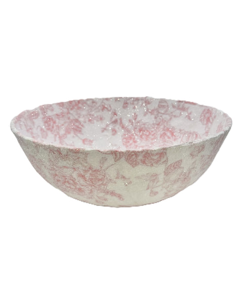 Round Decoupage Bowl - Pink Toile