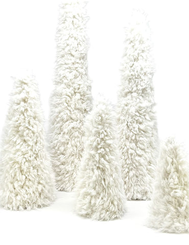Cone 28" Tree - X-Large, Ivory Shaggy Fur
