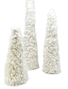 Cone 14.75" Tree - Medium, Ivory Shaggy Fur