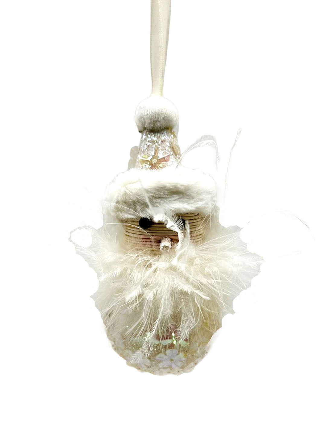 Powder Snowman Ornament - Ostrich Feather
